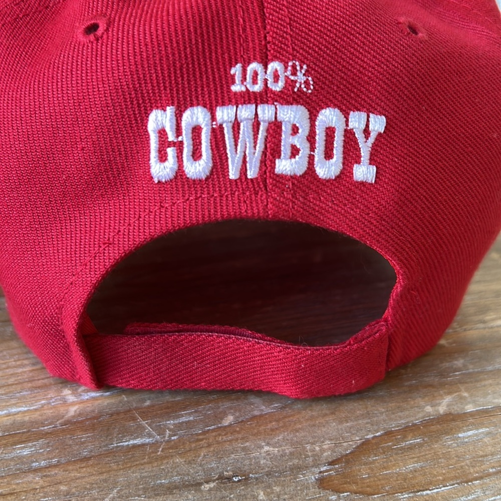 Red Cowboy Embroidered Cap. 100% Cowboy. - Picture 7 of 17